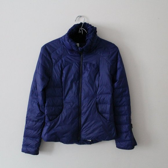 Lululemon Down Town Puffy Jacket Size 6 Indigo Blue Goose Down Puffer - Picture 2 of 9